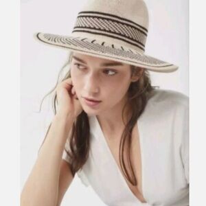 Anthropologie Cream and Black Woven Hat